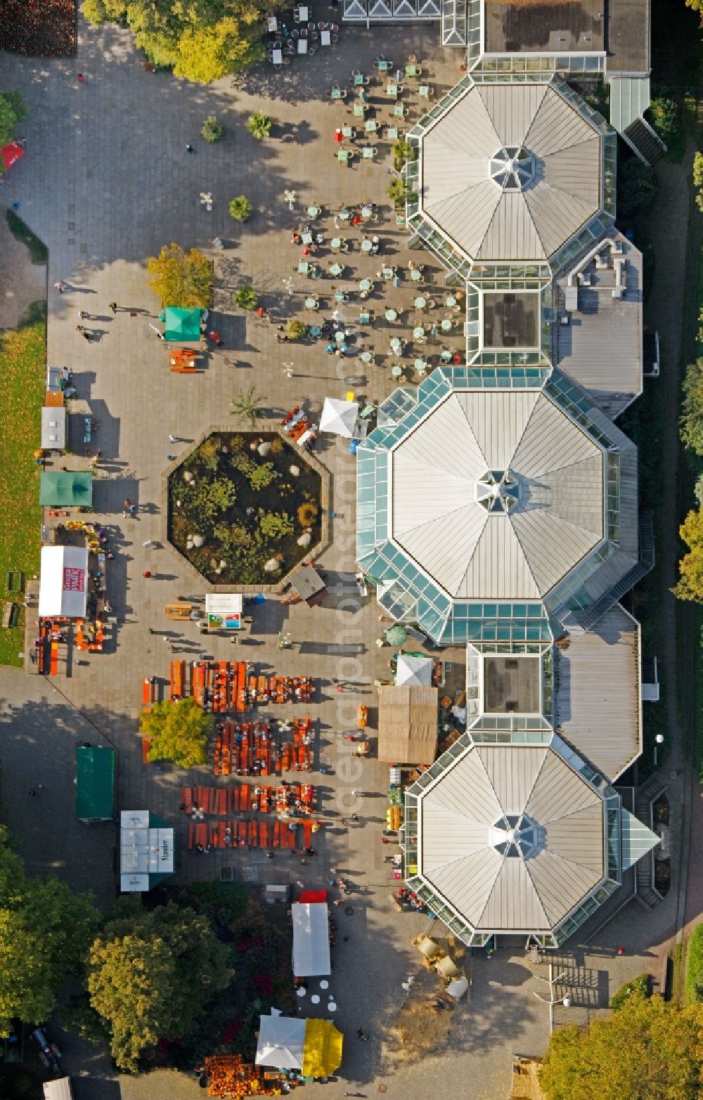 Essen from above - View of the orangery in Essen in the state North Rhine-Westphalia