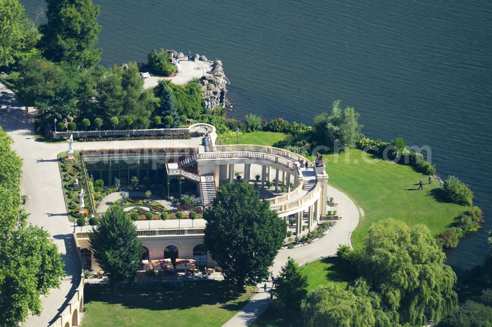 Aerial image Schwerin - Orangery on the lakeside in the Schweriner castle garden in Schwerin in the state Mecklenburg - Western Pomerania