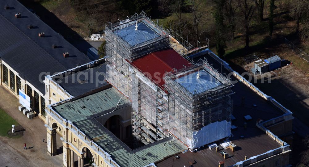 Aerial photograph Potsdam - Building complex in the park of the castle Orangerie in Potsdam in the state Brandenburg, Germany