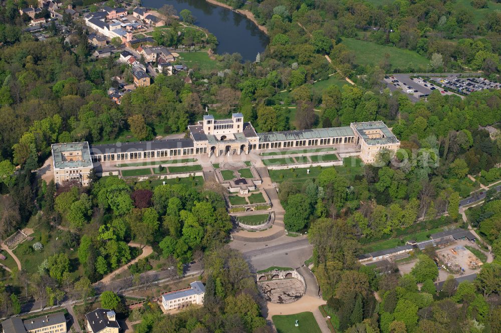 Aerial image Potsdam - Building complex in the park of the castle Orangerie in Potsdam in the state Brandenburg, Germany