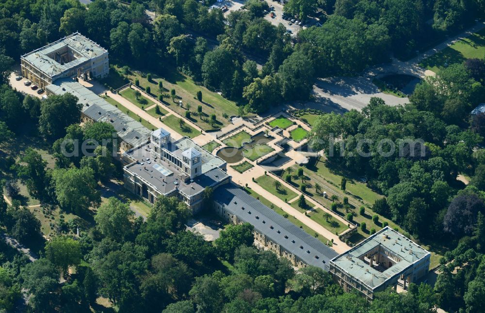 Aerial photograph Potsdam - Building complex in the park of the castle Orangerie in Potsdam in the state Brandenburg, Germany