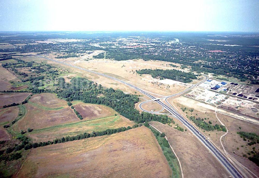 Oranienburg / Brandenburg from the bird's eye view: Oranienburg / Brandenburg ehemaliges Flugplatzgelände umgebaut zum Gewerbepark neben der A10