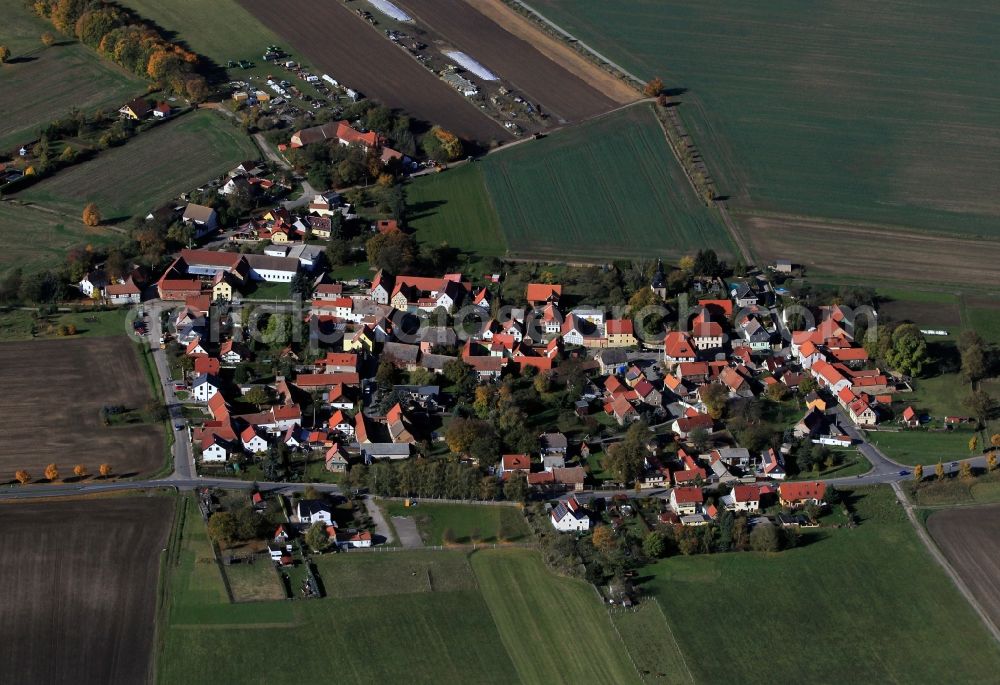 Aerial image Troidstedt - View over the village Troistedt in Thuringia