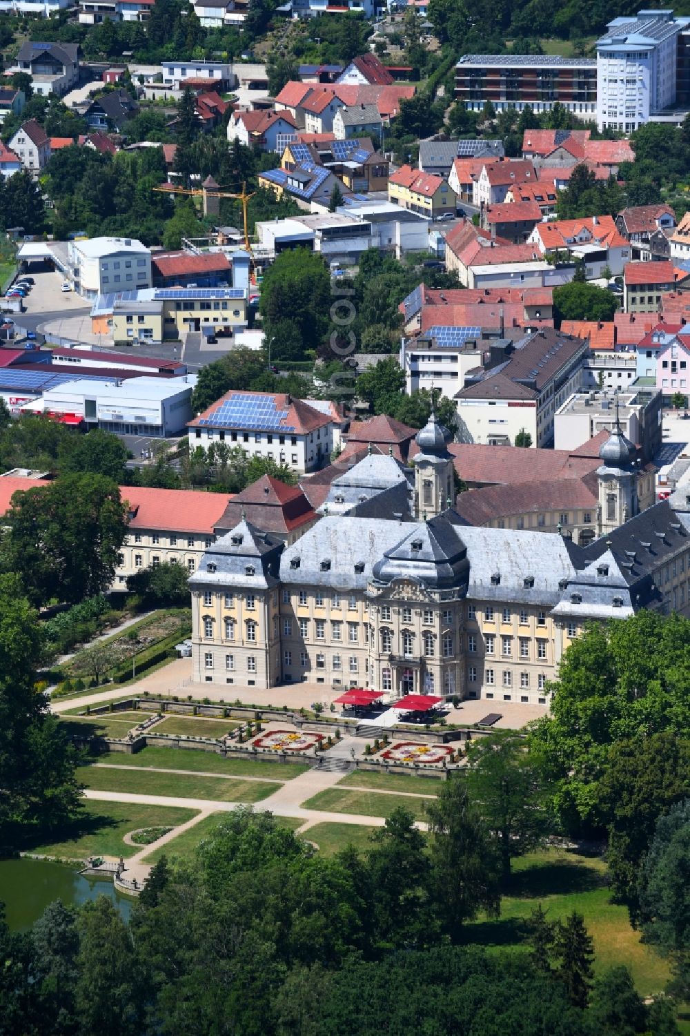 Werneck from above - Orthopaedic Hospital at Werneck Castle in Werneck, Bavaria, Germany