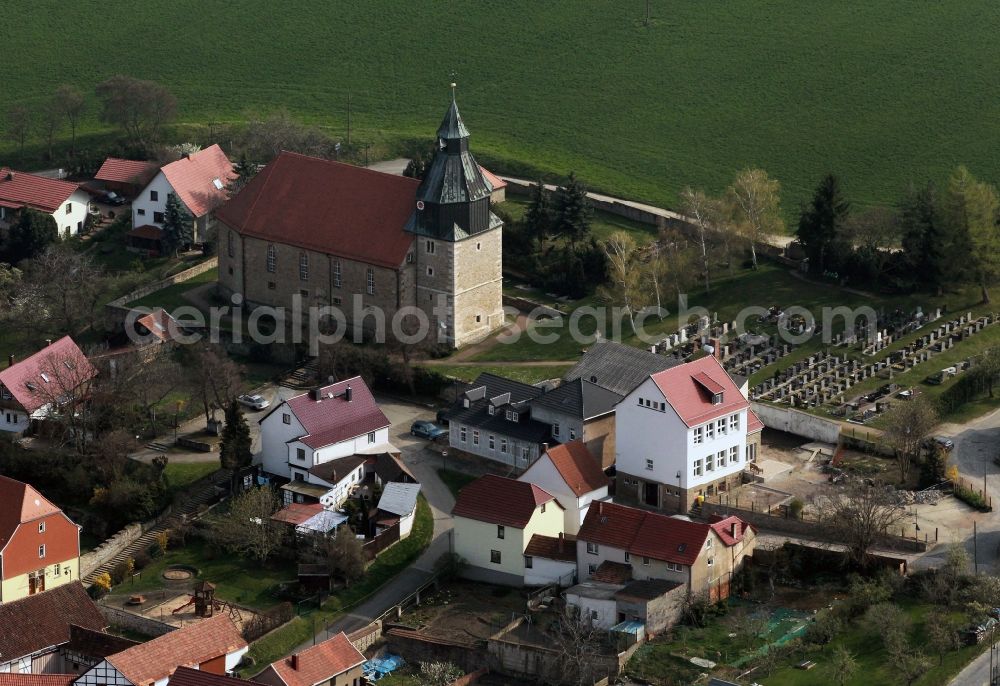 Witterda from above - City center at the Church of Witterda in Thuringia