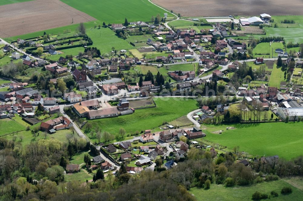 Aerial image Ablain-Saint-Nazaire - Town View of the streets and houses of the residential areas in Ablain-Saint-Nazaire in Nord-Pas-de-Calais Picardy, France