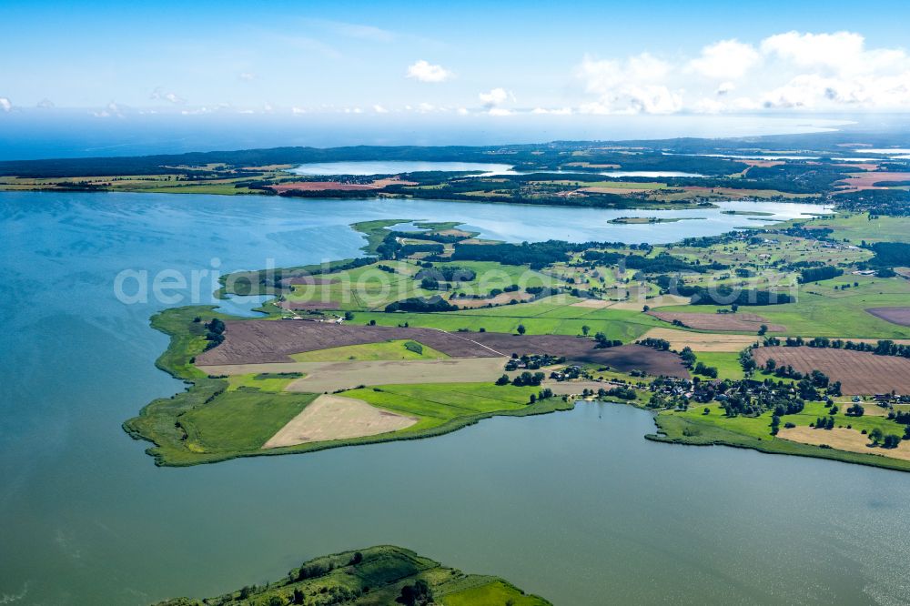 Aerial image Mellenthin - Town view at the Achterwasser in Mellenthin in the state Mecklenburg-West Pomerania, Germany