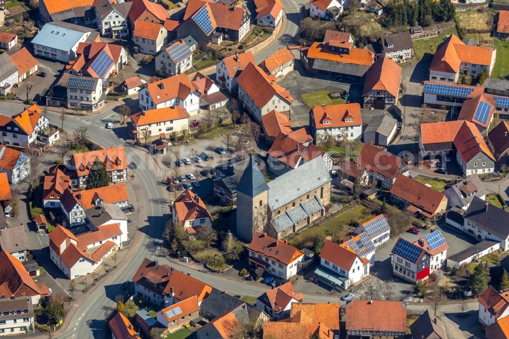 Aerial image Adorf - Town View of the streets and houses of the residential areas in Adorf in the state Hesse, Germany