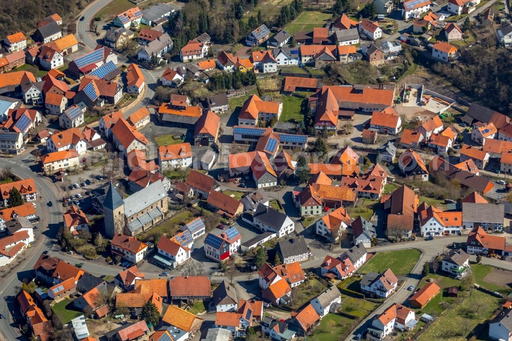 Aerial photograph Adorf - Town View of the streets and houses of the residential areas in Adorf in the state Hesse, Germany