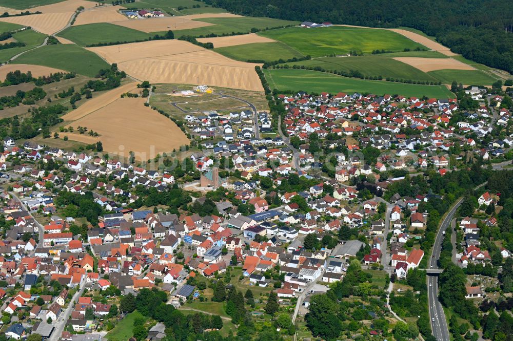 Aglasterhausen from above - Town View of the streets and houses of the residential areas in Aglasterhausen in the state Baden-Wuerttemberg, Germany