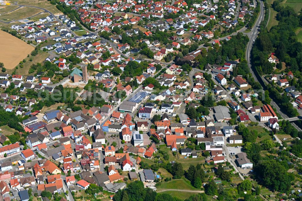 Aerial photograph Aglasterhausen - Town View of the streets and houses of the residential areas in Aglasterhausen in the state Baden-Wuerttemberg, Germany