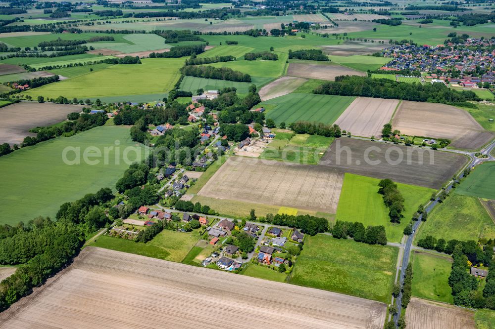 Ahlerstedt from above - Town View of the streets and houses of the residential areas in Ahlerstedt in the state Lower Saxony, Germany