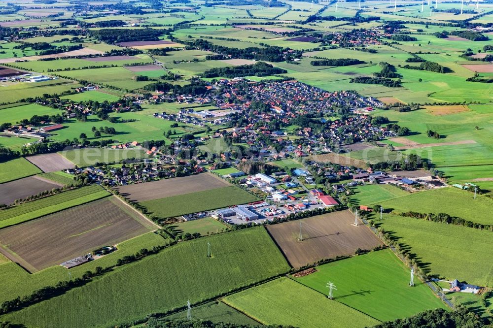 Aerial image Ahlerstedt - Town View of the streets and houses of the residential areas in Ahlerstedt in the state Lower Saxony, Germany