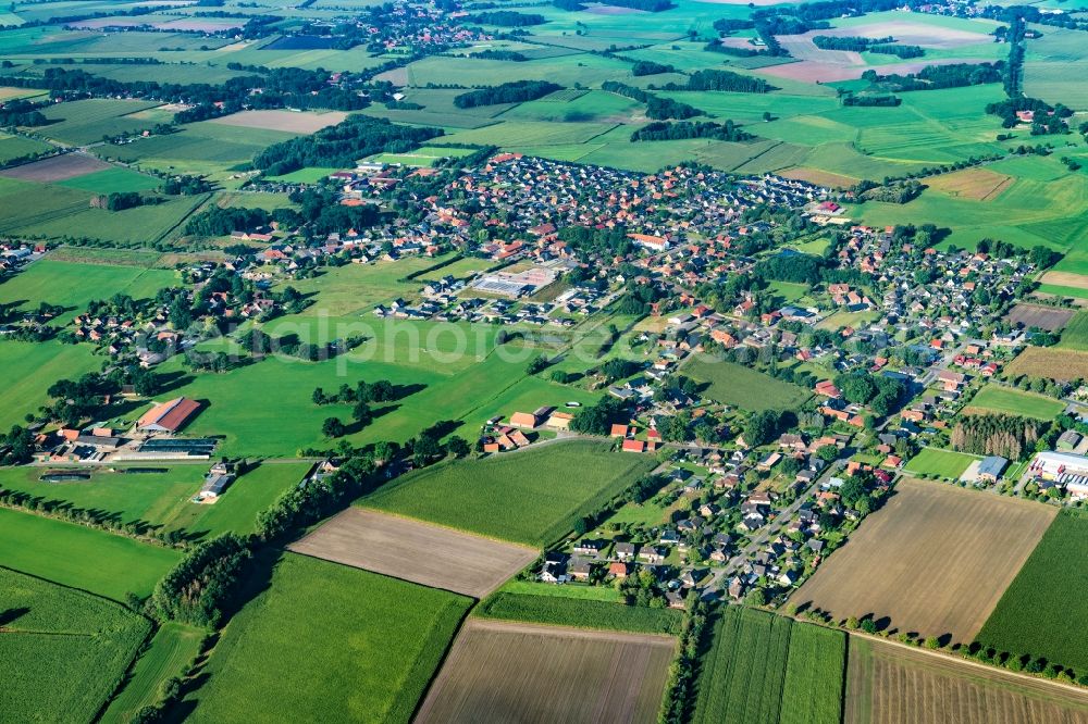 Ahlerstedt from above - Town View of the streets and houses of the residential areas in Ahlerstedt in the state Lower Saxony, Germany