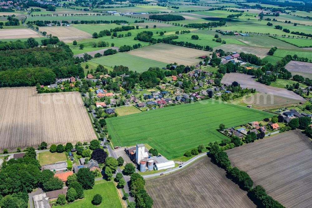 Aerial image Ahlerstedt - Town View of the streets and houses of the residential areas in Ahlerstedt in the state Lower Saxony, Germany