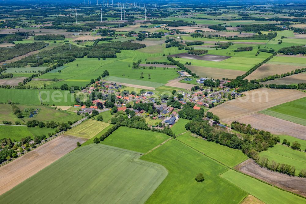 Aerial image Ahlerstedt - Town View of the streets and houses of the residential areas in Ahlerstedt in the state Lower Saxony, Germany