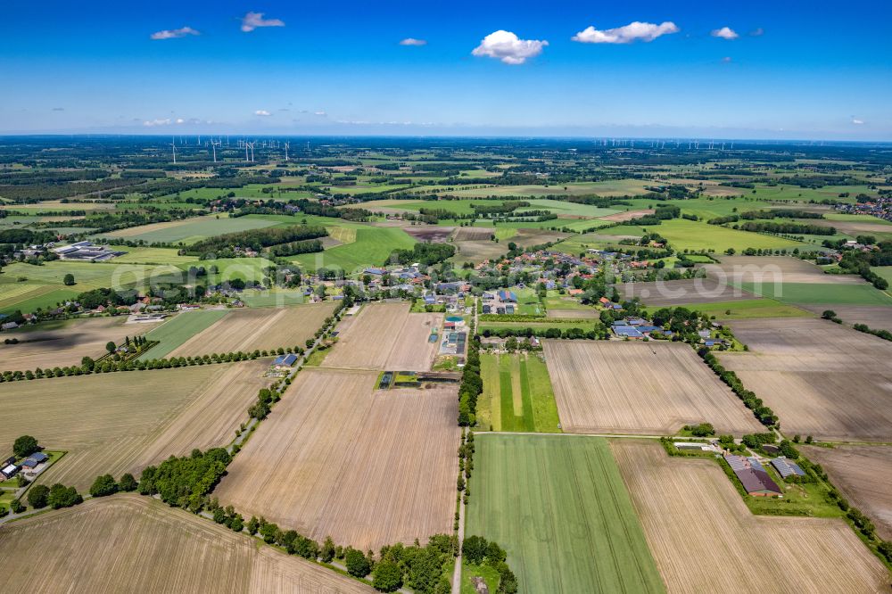 Ahlerstedt from above - Town View of the streets and houses of the residential areas in Ahlerstedt Ottendorf in the state Lower Saxony, Germany