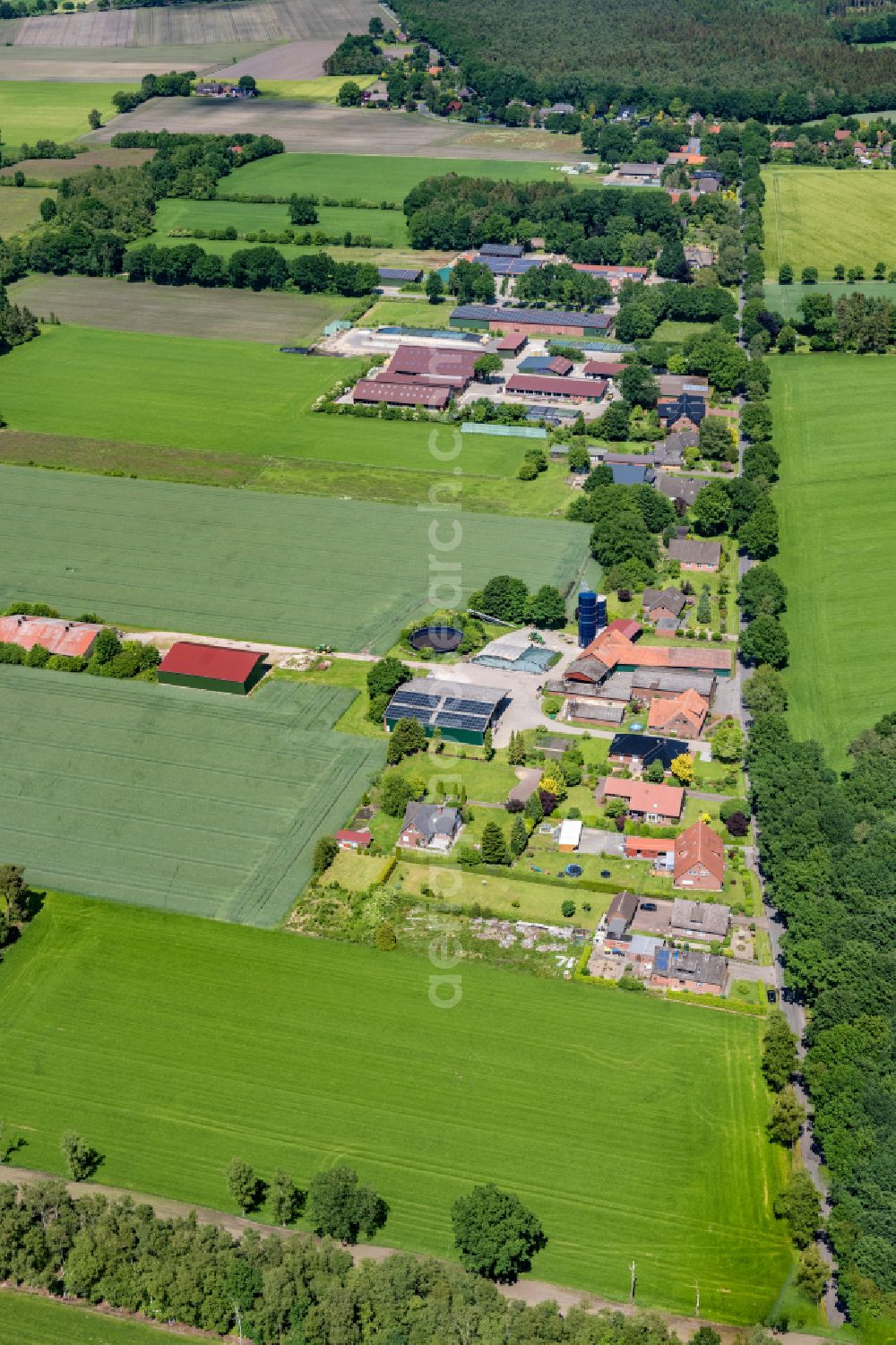 Aerial image Ahlerstedt - Town View of the streets and houses of the residential areas in Ahrensmoor Ost in the state Lower Saxony, Germany