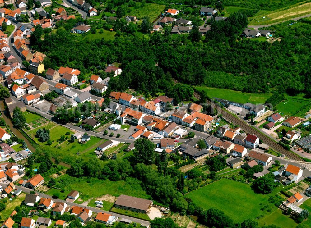 Alsenz from the bird's eye view: Town View of the streets and houses of the residential areas in Alsenz in the state Rhineland-Palatinate, Germany