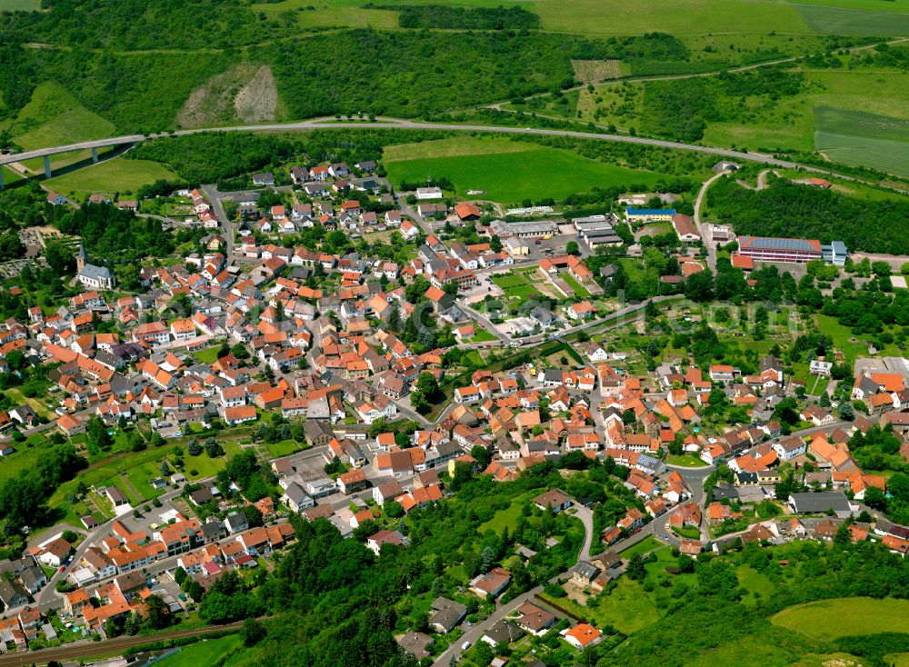 Alsenz from above - Town View of the streets and houses of the residential areas in Alsenz in the state Rhineland-Palatinate, Germany