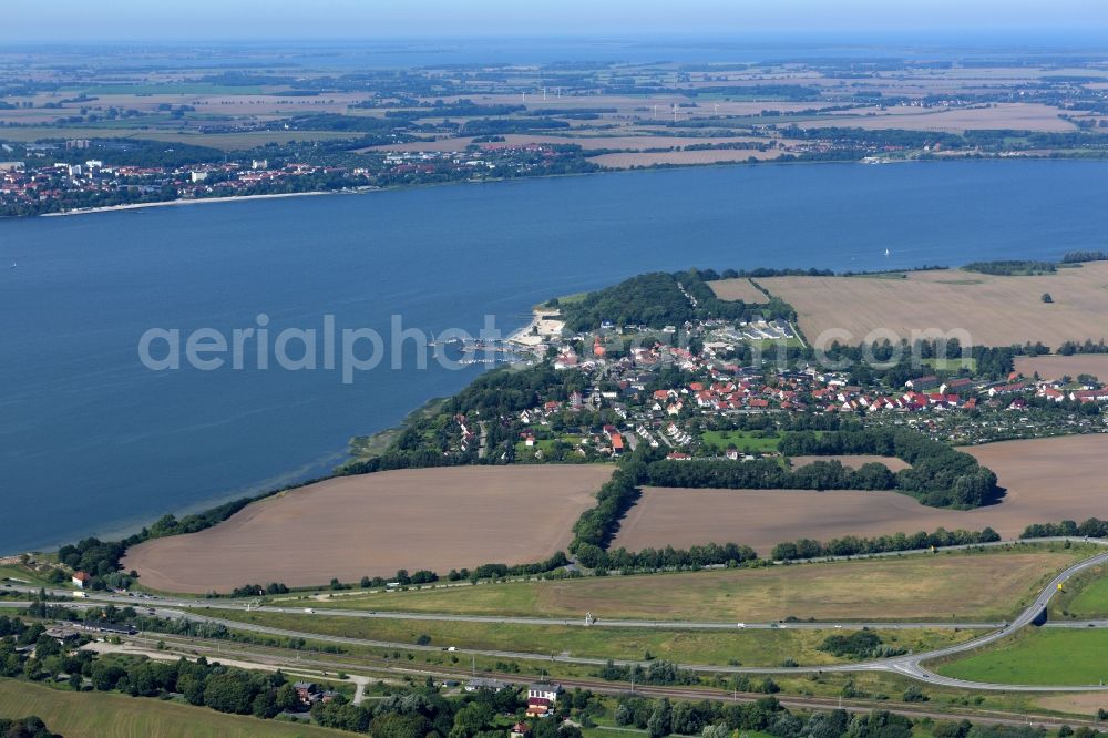 Altefähr from above - Town View of the streets and houses of the residential areas in Altefaehr in the state Mecklenburg - Western Pomerania