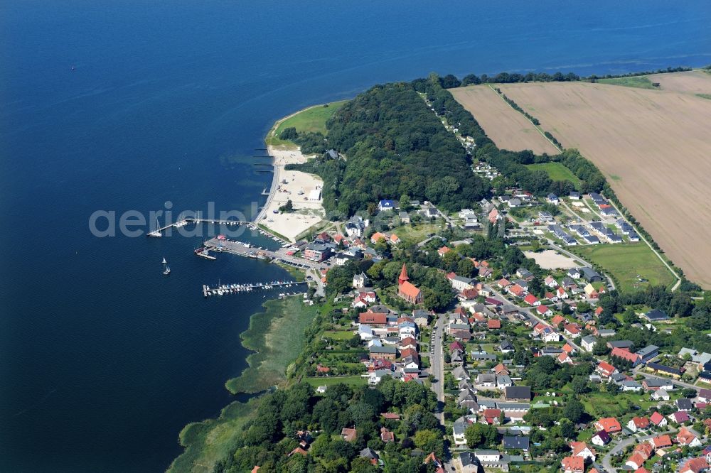 Altefähr from above - Town View of the streets and houses of the residential areas in Altefaehr in the state Mecklenburg - Western Pomerania