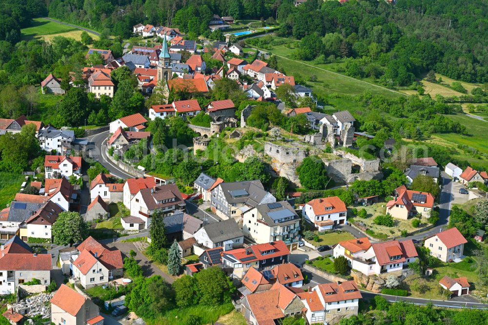 Altenstein from above - Town View of the streets and houses of the residential areas in Altenstein in the state Bavaria, Germany