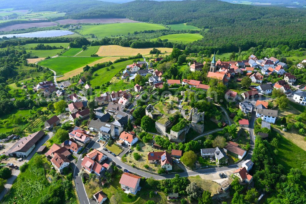 Altenstein from above - Town View of the streets and houses of the residential areas in Altenstein in the state Bavaria, Germany