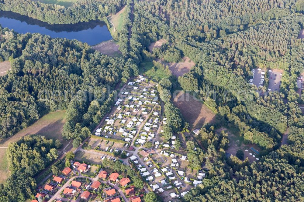 Amelinghausen from the bird's eye view: Town View of the streets and houses of the residential areas in Amelinghausen in the state Lower Saxony, Germany