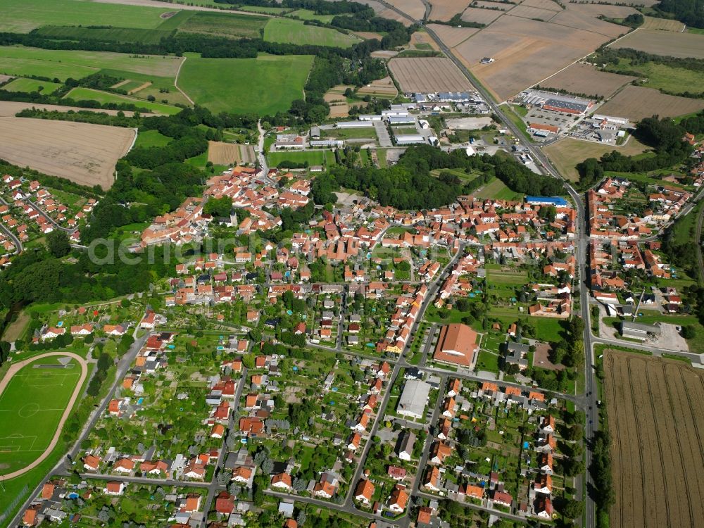 Ammern from above - Town View of the streets and houses of the residential areas in Ammern in the state Thuringia, Germany