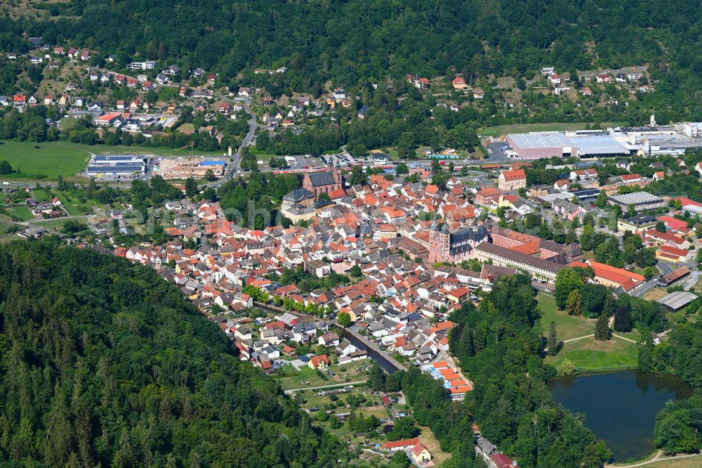 Amorbach from the bird's eye view: Town View of the streets and houses of the residential areas in Amorbach in the state Bavaria, Germany