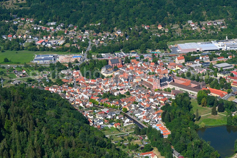 Aerial image Amorbach - Town View of the streets and houses of the residential areas in Amorbach in the state Bavaria, Germany