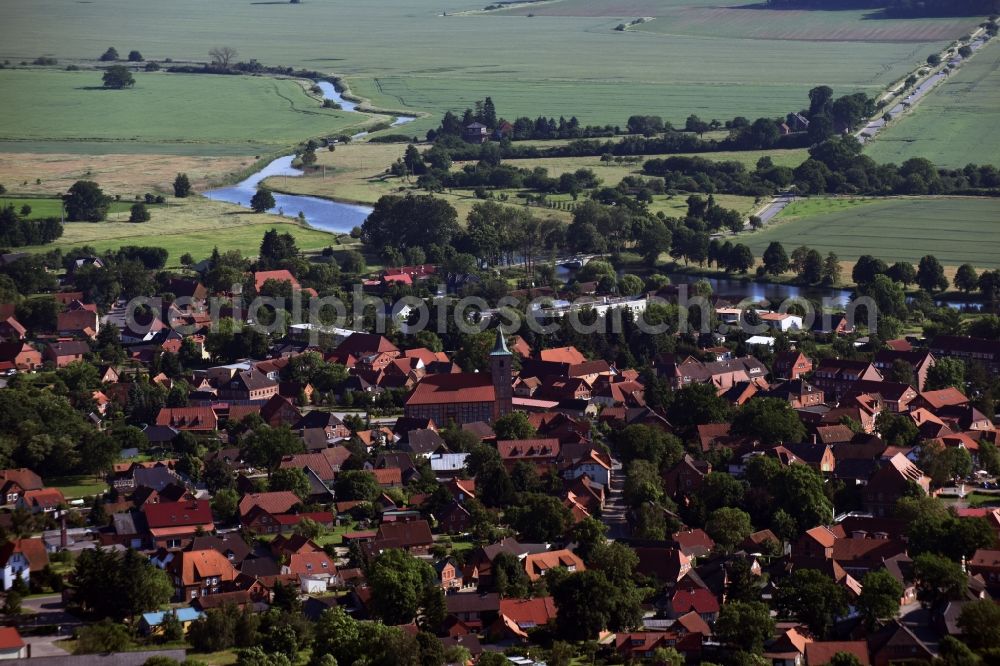 Aerial image Amt Neuhaus - Town View of the streets and houses of the residential areas in Amt Neuhaus in the state Lower Saxony