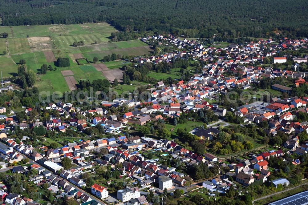 Annaburg from the bird's eye view: Town View of the streets and houses of the residential areas in Annaburg in the state Saxony-Anhalt, Germany