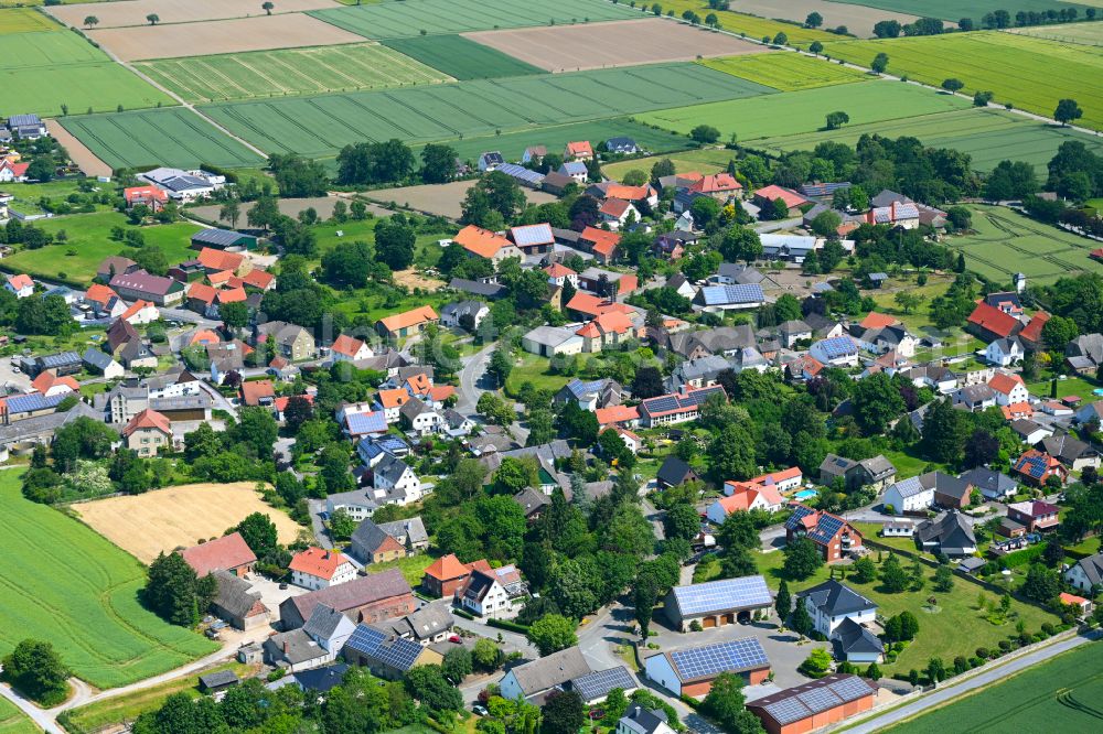 Aerial photograph Anröchte - Town View of the streets and houses of the residential areas in Anröchte in the state North Rhine-Westphalia, Germany