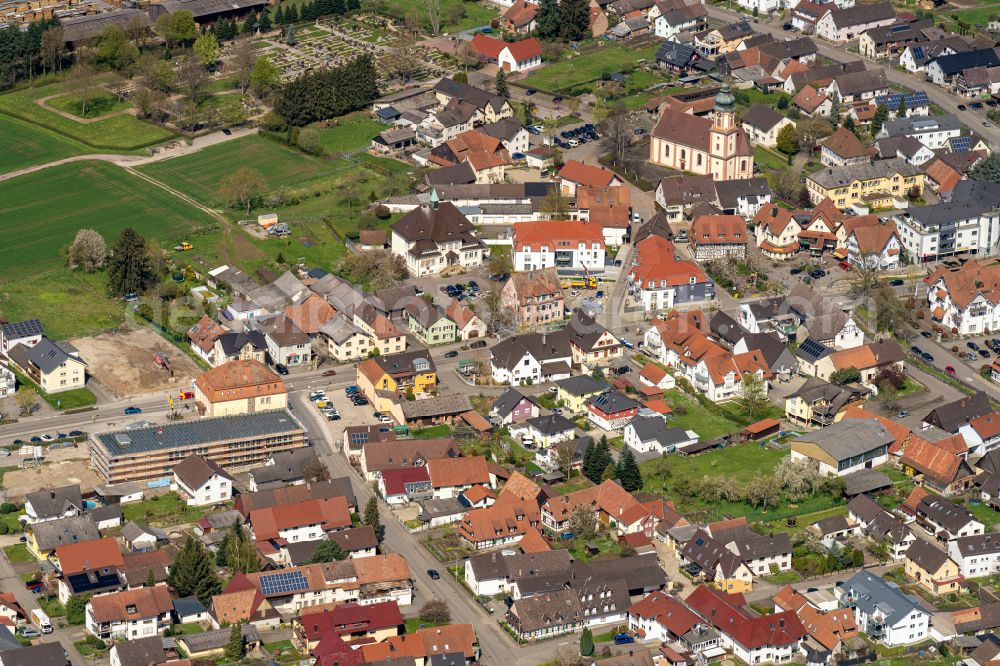 Appenweier from above - Town View of the streets and houses of the residential areas in Appenweier in the state Baden-Wuerttemberg, Germany