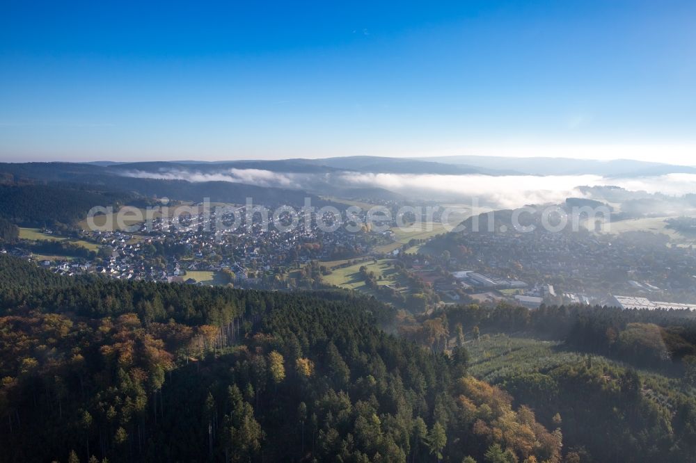 Arnsberg from above - Town View of the streets and houses of the residential areas in Arnsberg in the state North Rhine-Westphalia