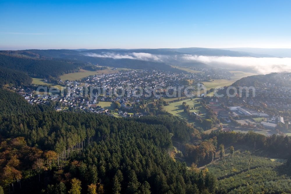 Arnsberg from the bird's eye view: Town View of the streets and houses of the residential areas in Arnsberg in the state North Rhine-Westphalia