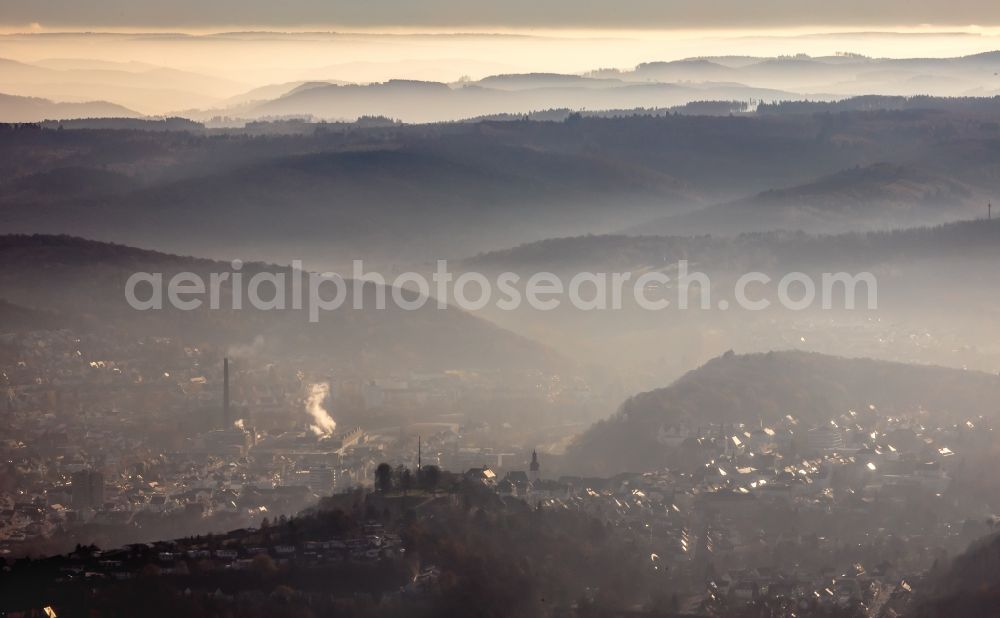 Arnsberg from above - Town View of the streets and houses of the residential areas in Arnsberg in the state North Rhine-Westphalia, Germany