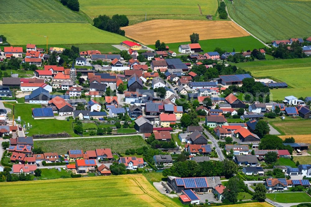 Aerial image Aschbuch - Town View of the streets and houses of the residential areas in Aschbuch in the state Bavaria, Germany