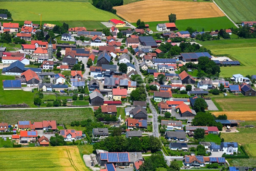 Aschbuch from above - Town View of the streets and houses of the residential areas in Aschbuch in the state Bavaria, Germany