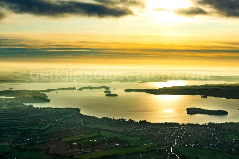 Ascheberg from above - Town view of Ascheberg am Ploener See in the sunrise in the state Schleswig-Holstein, Germany