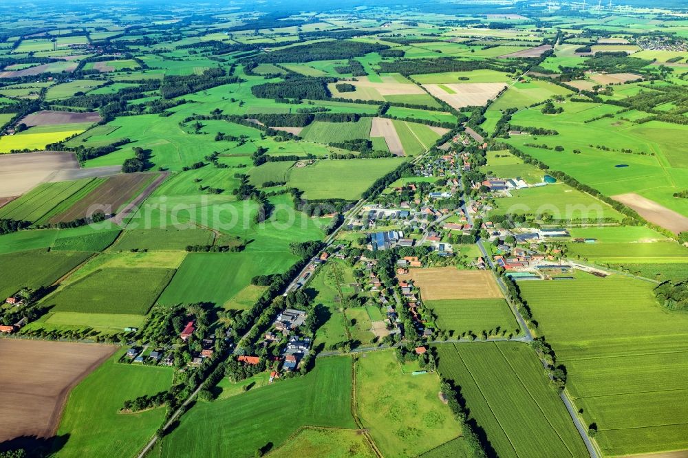 Aerial image Aspe - Town View of the streets of Aspe and houses of the residential areas in the state Lower Saxony, Germany