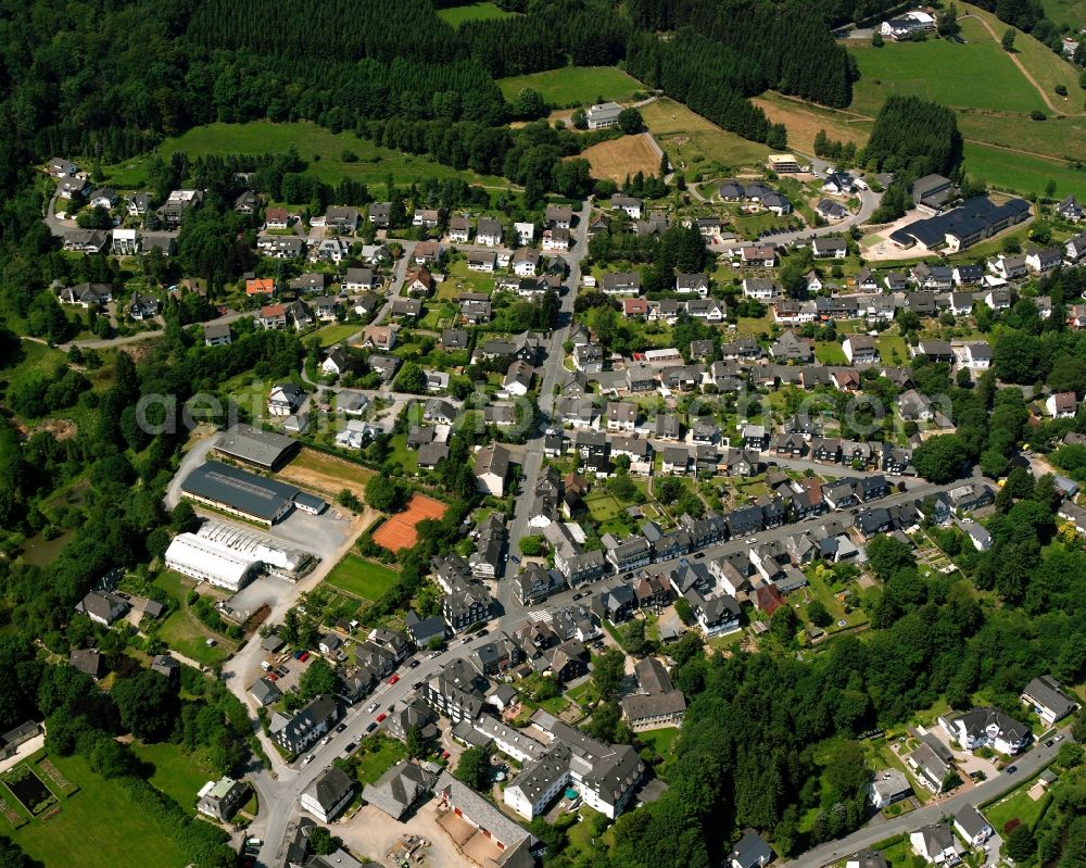 Aerial image Bad Berleburg - Town View of the streets and houses of the residential areas in Bad Berleburg at Siegerland in the state North Rhine-Westphalia, Germany