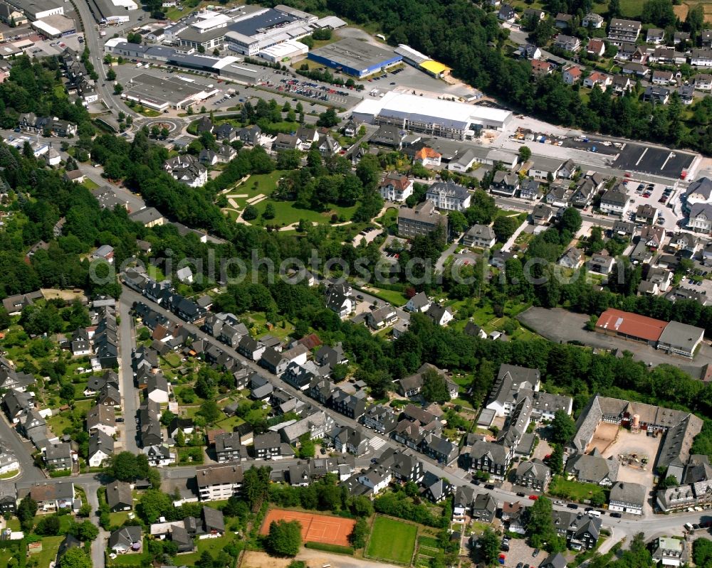 Aerial photograph Bad Berleburg - Town View of the streets and houses of the residential areas in Bad Berleburg at Siegerland in the state North Rhine-Westphalia, Germany