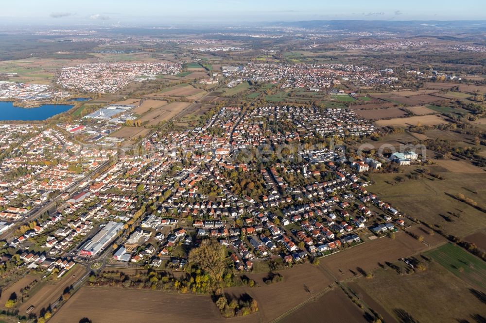 Aerial photograph Bad Langenbrücken - Town View of the streets and houses of the residential areas in Bad Langenbruecken in the state Baden-Wurttemberg, Germany