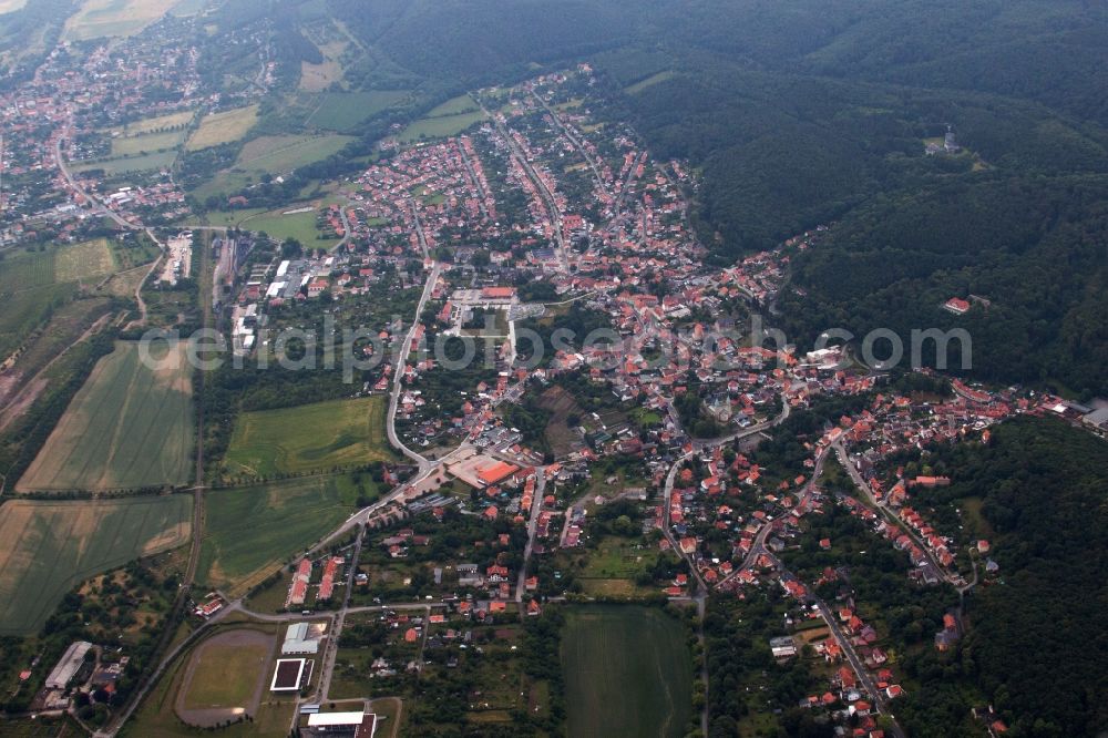 Bad Suderode from above - Town View of the streets and houses of the residential areas in Bad Suderode in the state Saxony-Anhalt