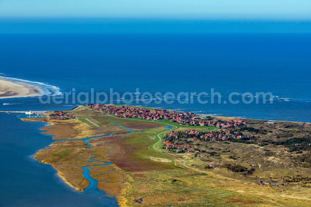 Baltrum from the bird's eye view: Town View of the streets and houses of the residential areas in Baltrum in the state Lower Saxony, Germany