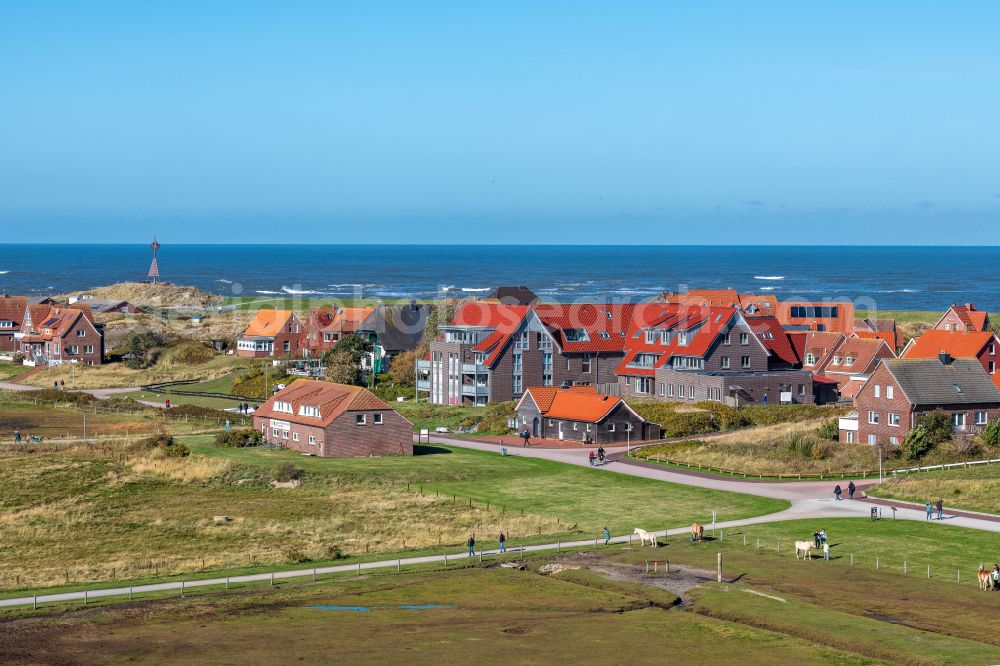 Baltrum from above - Town View of the streets and houses of the residential areas in Baltrum in the state Lower Saxony, Germany