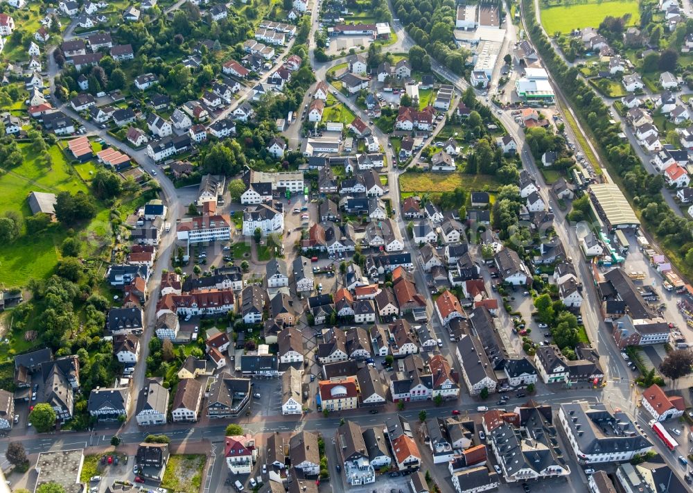 Aerial image Balve - Town View of the streets and houses of the residential areas in Balve in the state North Rhine-Westphalia